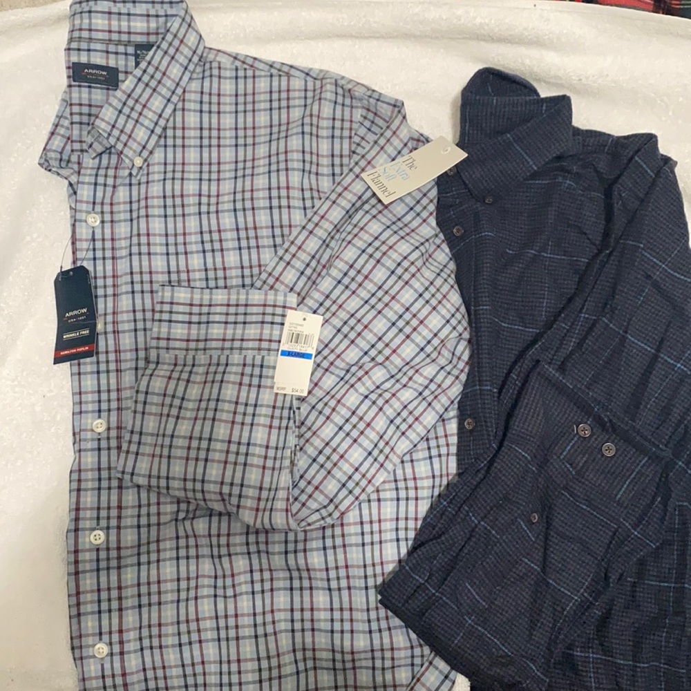 2 men’s button up dress shirts NEW WITH TAGS